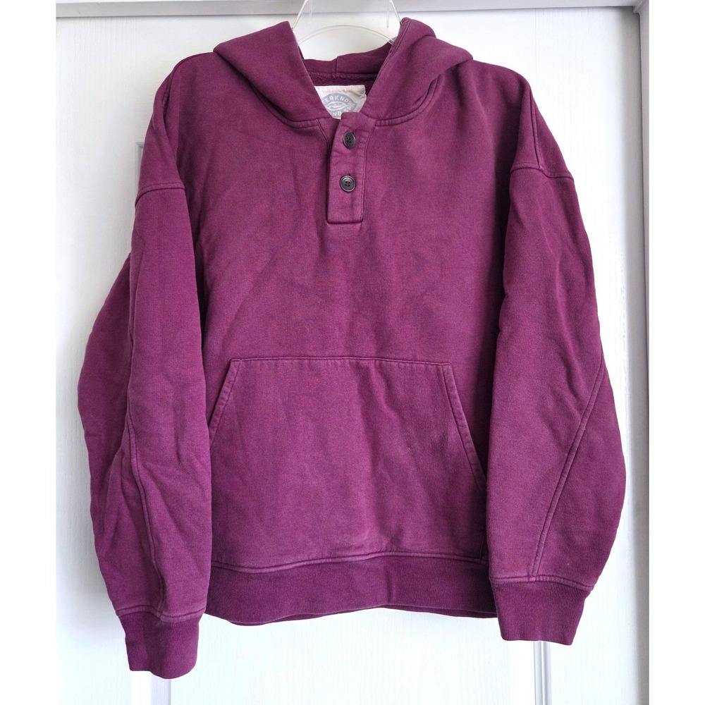 Outerknown Second Spin Henley Hoodie Plum Purple Organic Recycled Cotton Small